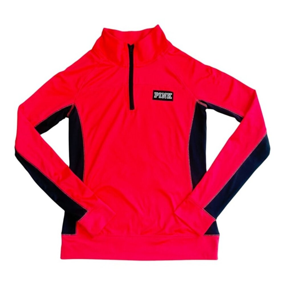 PINK Victoria's Secret Ultimate Half Zip Pullover Jacket, Small, Pink/Grey, EUC!